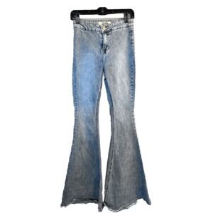 Rock & Roll Denim Bargain Button Bell Bottom Flare Jeans Size 27 X 34 Tall Rodeo